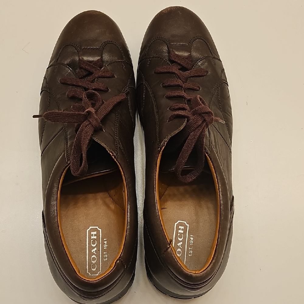 Coach Men's Dark Brown Leather Sneakers Size 11 D